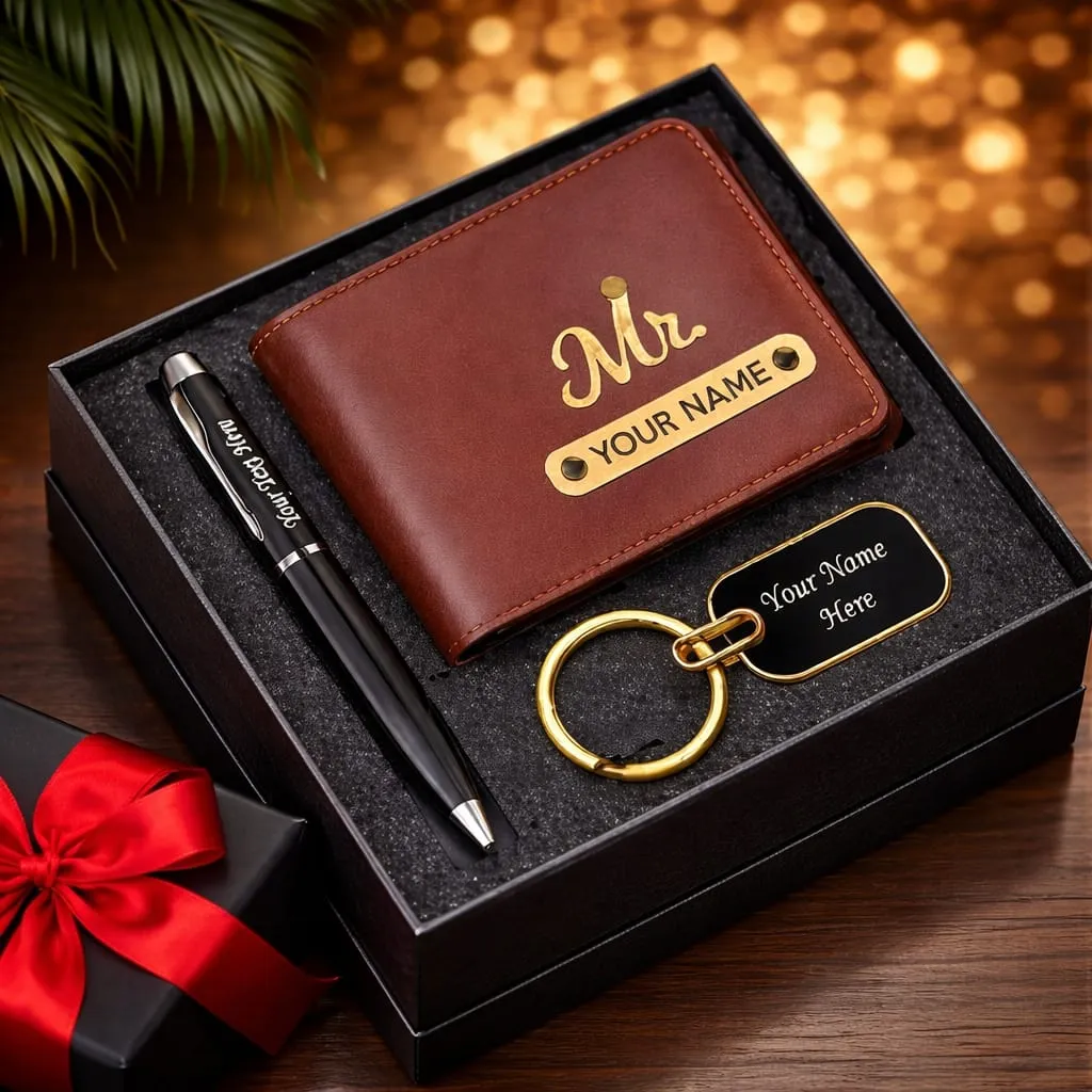 Customize wallet pen keychain combo gift set "ham06"